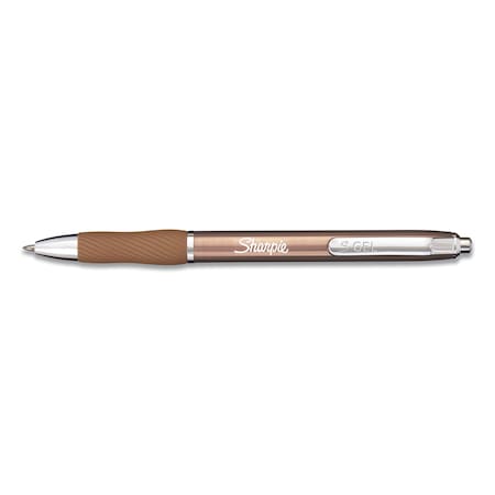 Sharpie S-Gel Premium Metal Barrel Gel Pen, Retractable, Medium 0.7 mm, Black Ink, Champagne Barrel, 12PK 2147526